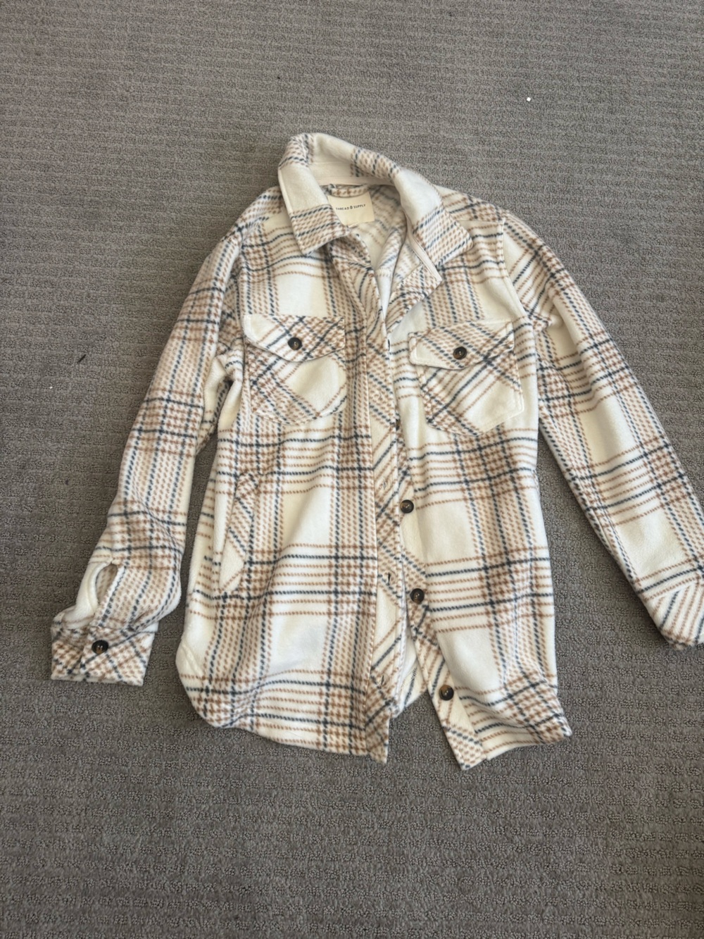 Thread & Supply Cream Plaid Shacket